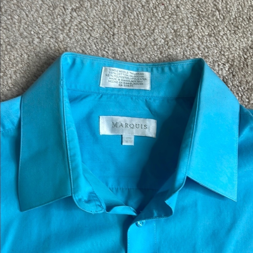 Marquise Blue Dress Shirt Elegant Long Sleeve - Picture 2 of 5